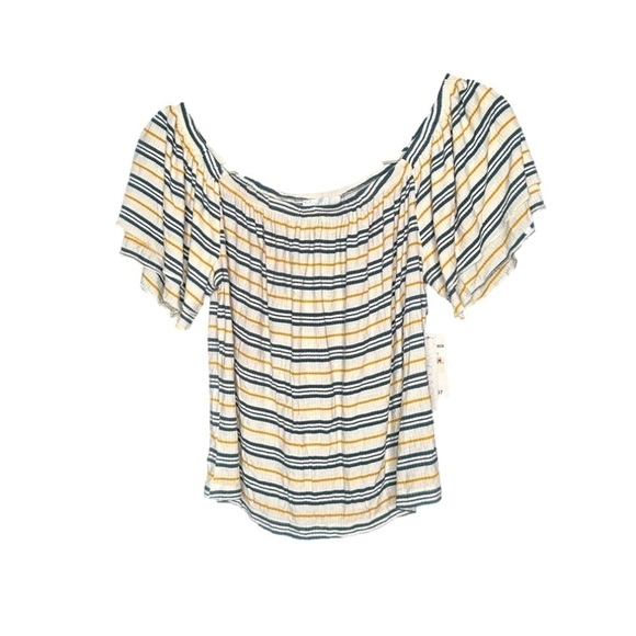 ABOUND Sz XL Striped Crop Off Shoulder Flowy Boho Summer Beach Vacation Top - Picture 1 of 4